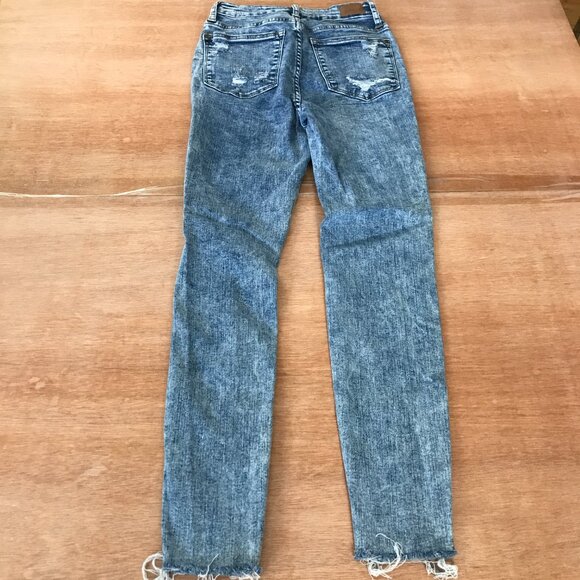 Judy Blue Skinny Fit Jeans Women 0/24 Blue Medium Rise Distressed Raw Hem Preppy - Picture 2 of 13